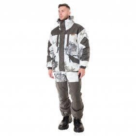 Изображение Huntsman Костюм зимний нешуршащий Ангара ткань Алова -30°С (белый лес кусты)