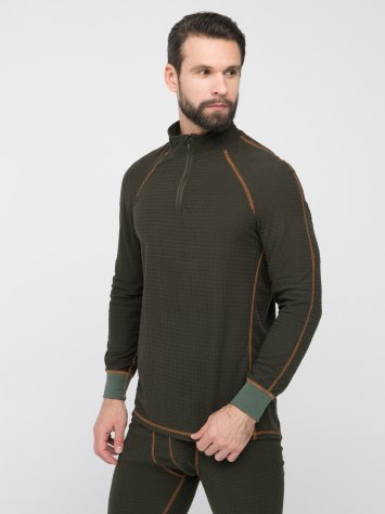 Huntsman комплект термобелья Thermoline ZIP ткань Флис Фактурный (хаки)