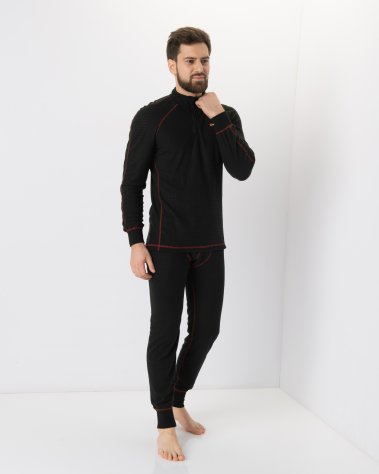 Huntsman комплект термобелья Thermoline ZIP Флис Фактурый (чёрный)