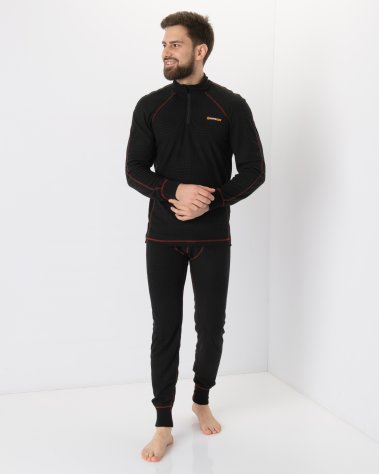 Huntsman комплект термобелья Thermoline ZIP Флис Фактурый (чёрный)