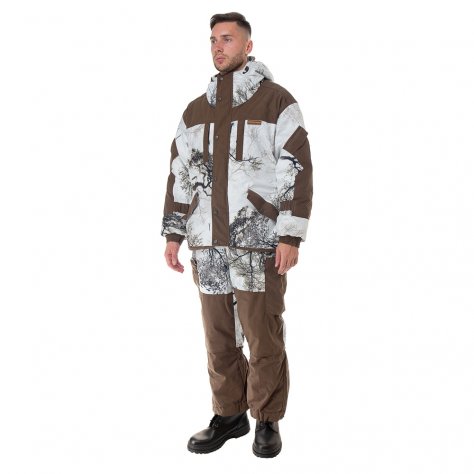 Костюм зимний Huntsman Ангара, тк.Алова (белый лес кусты/коричневый)