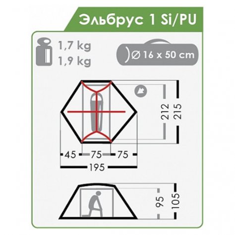 Палатка Normal Эльбрус 1 Si/PU (жёлтый)