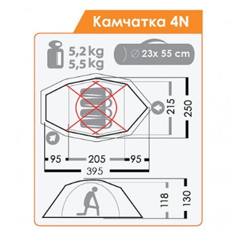 Normal палатка Камчатка 4N (морская волна)