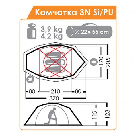 Силиконовая горная палатка Normal Камчатка 3N Si/Pu  (оливковый)