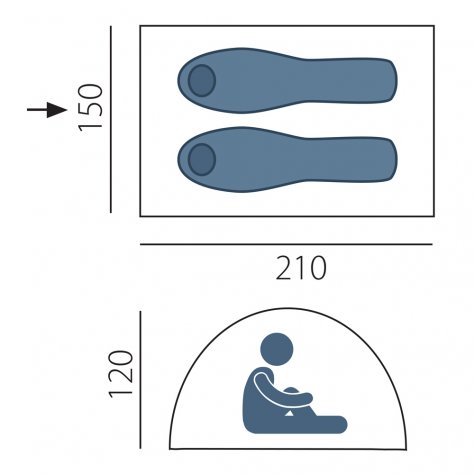 Однослойная палатка Arten Space 2 (синий)