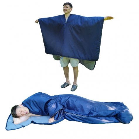 Спальный мешок-пончо Доропей Спончо +5 (синий)