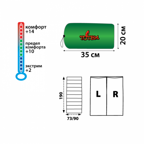 Большой спальный мешок Totem Woodcock XXL +2 (олива)