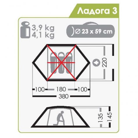 Normal походная палатка Ладога 3 (морская волна)