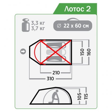 Normal палатка Лотос 2 (морская волна)