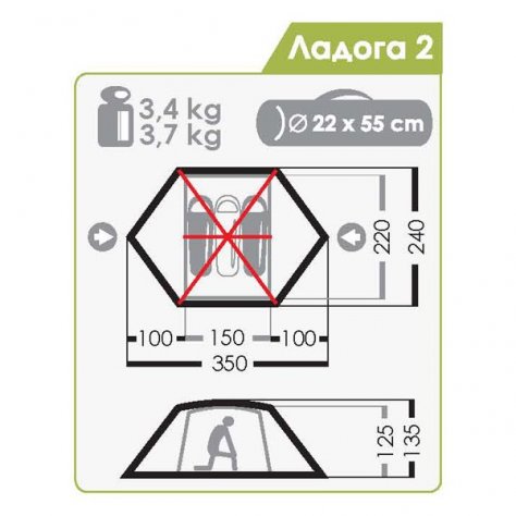 Normal палатка для походов Ладога 2 (морская волна)